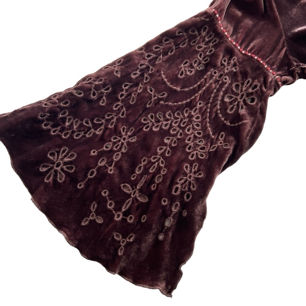 Johnny Was Chiri Velvet Swing Blouse Brown Size S - Picture 6 of 9